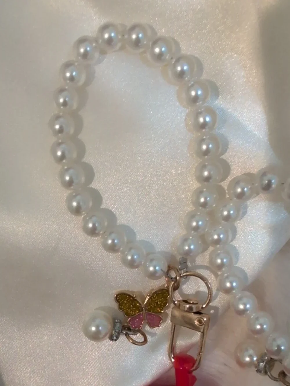 Clear Or Light Pink Tinyed Lip Gloss With Pearl Beaded Wristlet - Bundle Of 3
